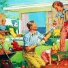 1950s American Family Gardening Diamond Painting