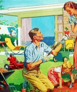 1950s American Family Gardening Diamond Painting