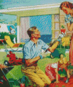 1950s American Family Gardening Diamond Painting