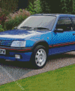 205 GTI Peugeot Blue Car Diamond Painting