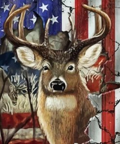 American Whitetail Flag Diamond Painting