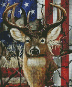 American Whitetail Flag Diamond Painting