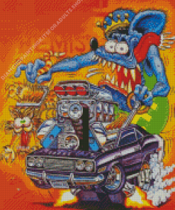 Blue Rat Fink Diamond Painting