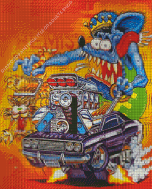 Blue Rat Fink Diamond Painting