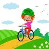 Cartoon Boy Riding Bike Diamond Painting