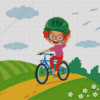 Cartoon Boy Riding Bike Diamond Painting