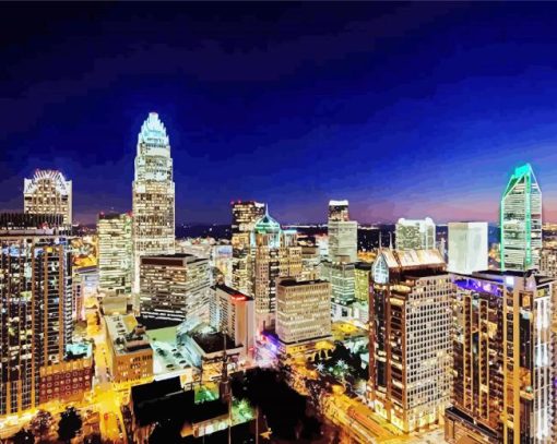 Charlotte City At Night Diamond Painting