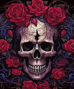 Floral Gothic Skull Diamond Painting