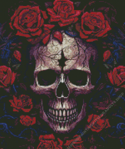 Floral Gothic Skull Diamond Painting