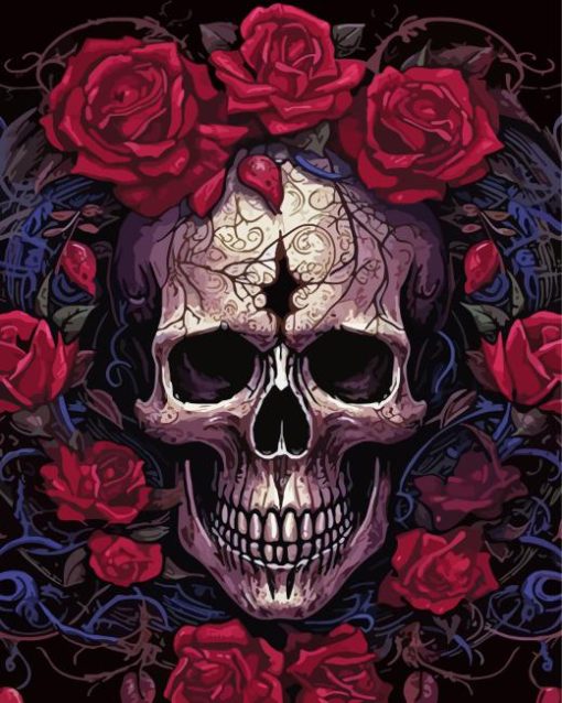 Floral Gothic Skull Diamond Painting