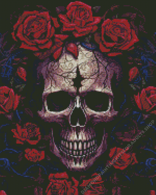 Floral Gothic Skull Diamond Painting