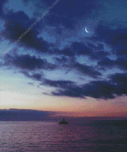 Half Moon Sunset Seascape Diamond Painting