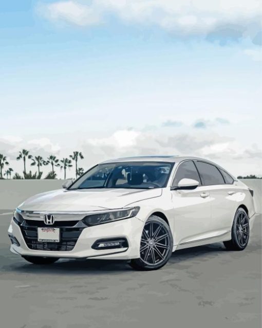 Honda Accord White Car Diamond Painting