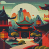 Illustration Chinese Village Diamond Painting