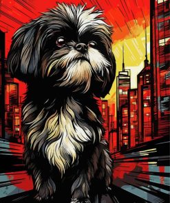 Illustration Black Shih Tzu Diamond Painting