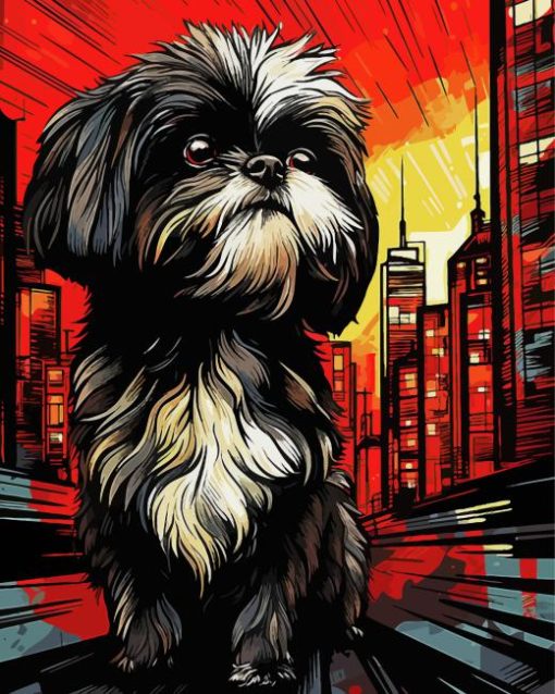 Illustration Black Shih Tzu Diamond Painting