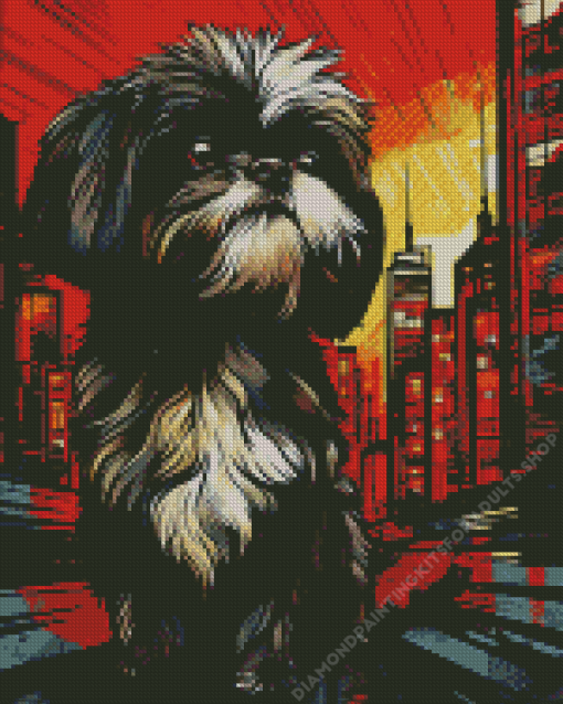 Illustration Black Shih Tzu Diamond Painting