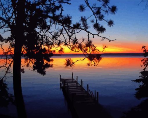 Lake Vermilion MN At Sunset Diamond Painting