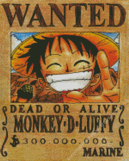 Luffy Wanted Poster Diamond Painting