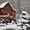 Old Grist Mill In Snow Diamond Painting