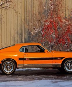 Orange 1970 Ford Mustang Classic Car Diamond Painting