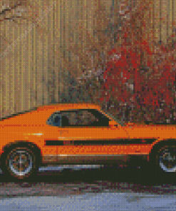 Orange 1970 Ford Mustang Classic Car Diamond Painting