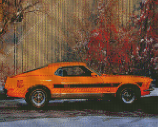 Orange 1970 Ford Mustang Classic Car Diamond Painting