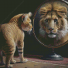 Orange Cat Reflection Lion Diamond Painting