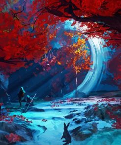 Red Fantasy Forest Diamond Painting