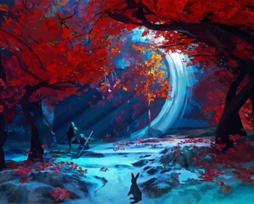 Red Fantasy Forest Diamond Painting