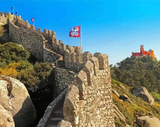 Sintra Mountains The Castle of The Moors Diamond Painting