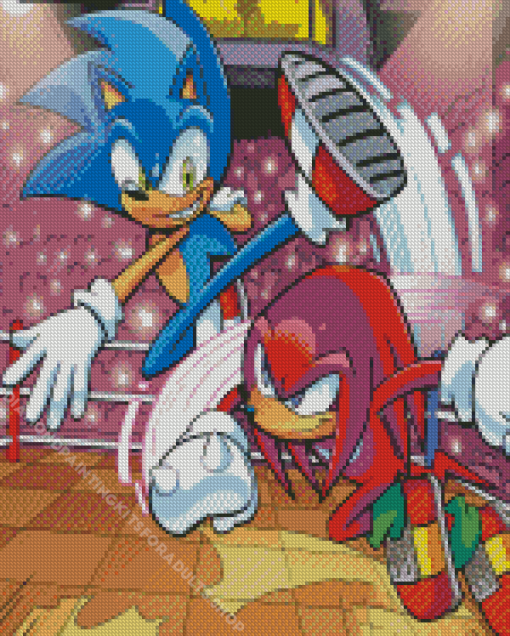 Sonic And Knuckles Fighting Diamond Painting