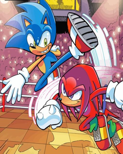 Sonic And Knuckles Fighting Diamond Painting