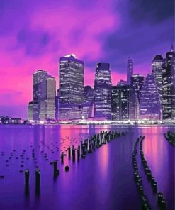 US New York Purple Night Diamond Painting