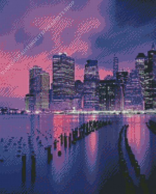 US New York Purple Night Diamond Painting