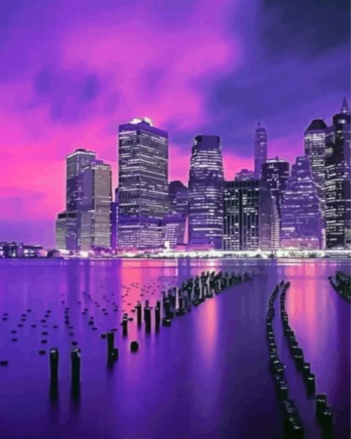 US New York Purple Night Diamond Painting