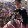 Victorian Girl Knitting Diamond Painting