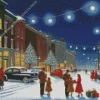 Vintage Christmas Evening Street Diamond Painting