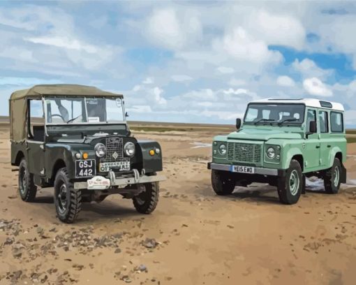 Vintage Land Rover Cars Diamond Painting