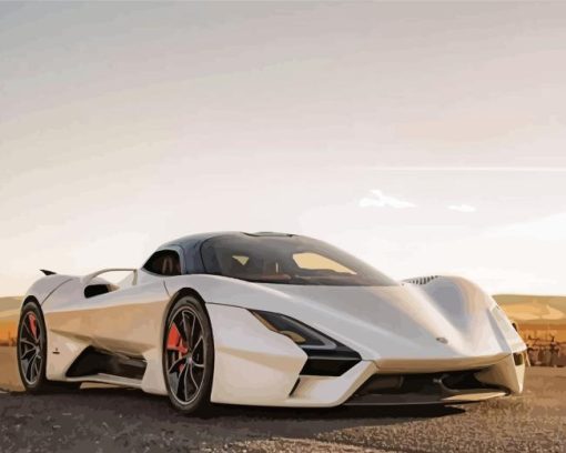 White SSC Tuatara Car Diamond Painting