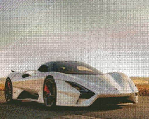 White SSC Tuatara Car Diamond Painting