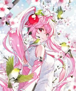 Adorable Sakura Miku With Birds Diamond Painting