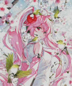 Adorable Sakura Miku With Birds Diamond Painting