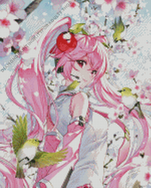 Adorable Sakura Miku With Birds Diamond Painting