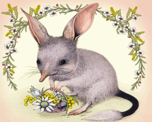 Bilby And Flowers Basket Diamond Painting