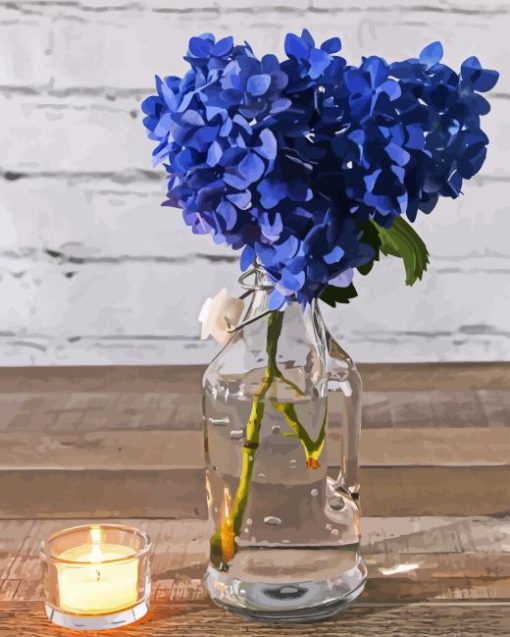 Blue Hydrangea In A Jar Diamond Painting