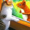 Cat And Squirrel Diamond Painting