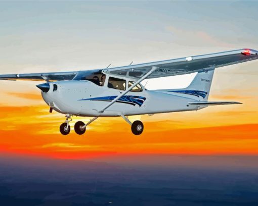 Cessna Plane With Sunset Diamond Painting