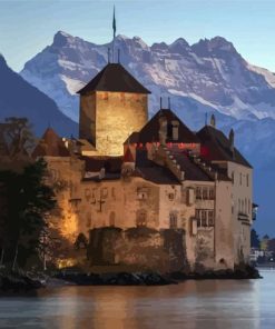 Chillon Castle In Lake Geneva Diamond Painting