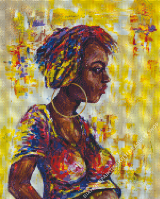 colorful Woman With Large Earrings Diamond Painting